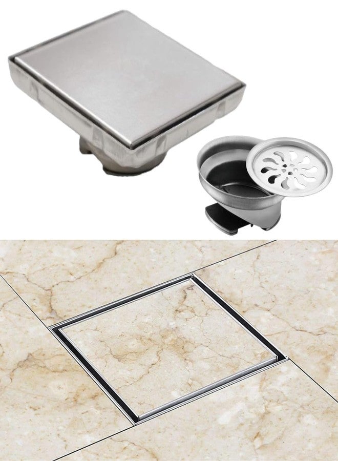 DEEGAA MART 6-Inch Tile Insert Floor Drain With Cockroach Trap, SS304 Square Drainer for Bathroom, Balconies - Marble/Stone Insert Drain Jali (6" x 6") - Image 1